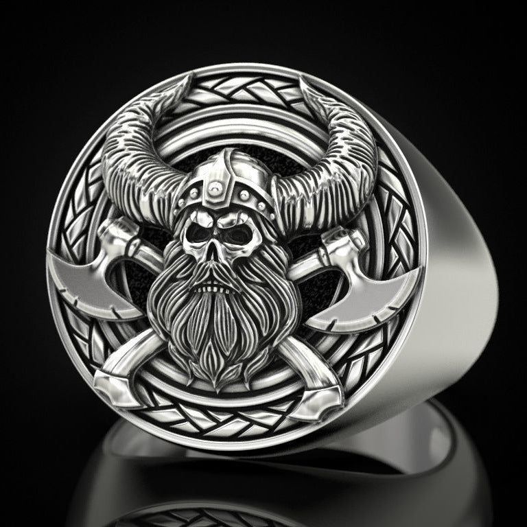 Cincin Kerajinan Tengkorak Viking Kuno