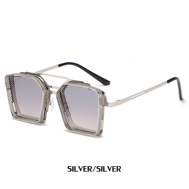 Trendy Hollow Metal Square Sunglasses