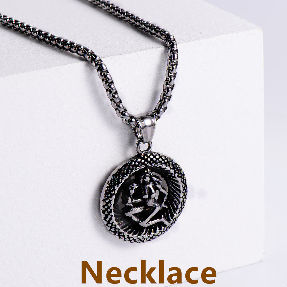 Retro -Zodiac Edelstahl -Anhängerkette Halskette