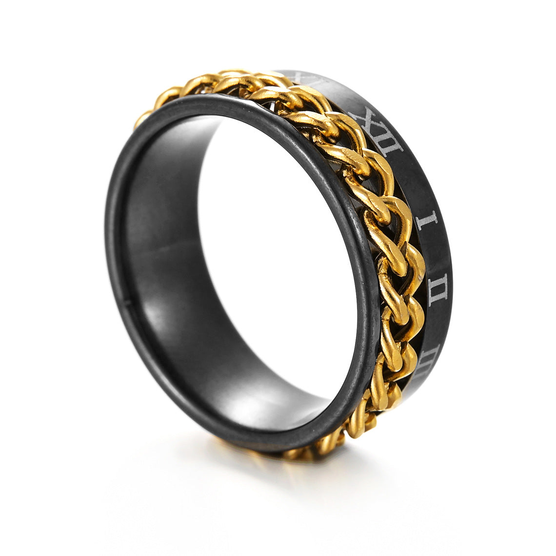 Black Roman Numerals Chain Ring