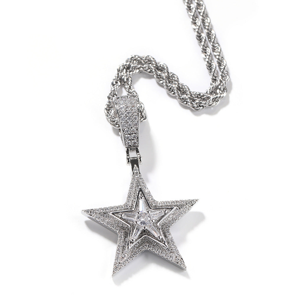 Luxurious Five-Pointed Star Rotatable Pendant Necklace
