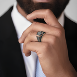 Bold Square Black Rhinestone Ring