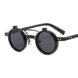 Steampunk Rounded Double-Layer Flip Sunglasses