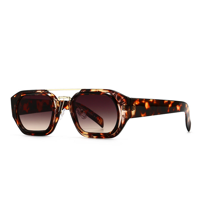 Retro Square Frame  Double-Bridge Sunglasses