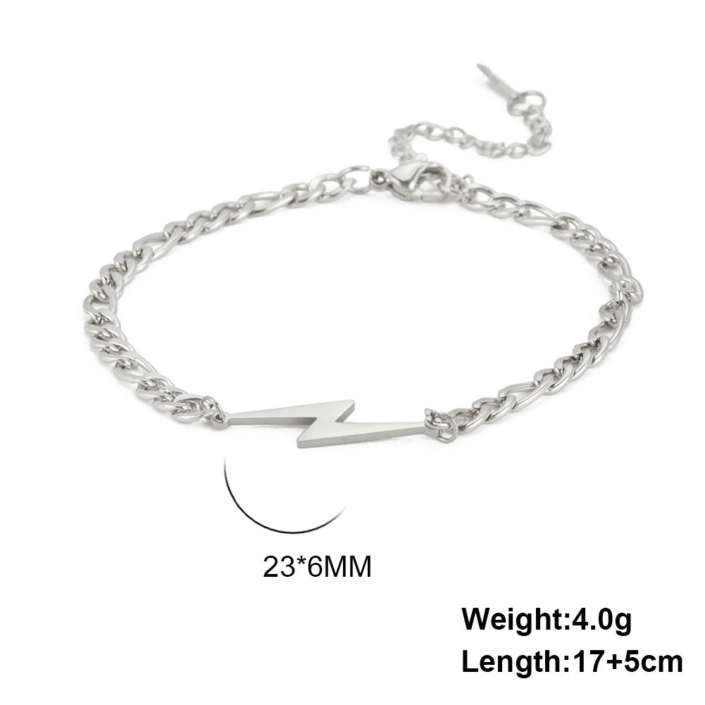 Lightning Pendant Titanium Steel Chain Bracelet