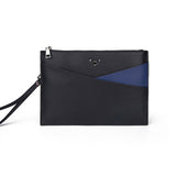 Black Polyester Lining Texture Leather Clutch Bag