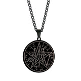 Five-pointed Star Round Amulet Titanium Steel Necklace