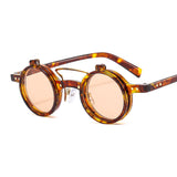 Steampunk Rounded Double-Layer Flip Sunglasses