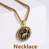 Retro -Zodiac Edelstahl -Anhängerkette Halskette