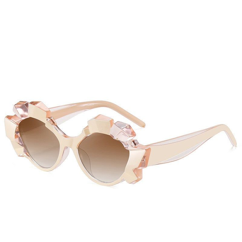 Solid Color Unique Shape Frame Sunglasses