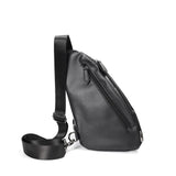 Solid Zipper Black PU Leather Crossbody Bag