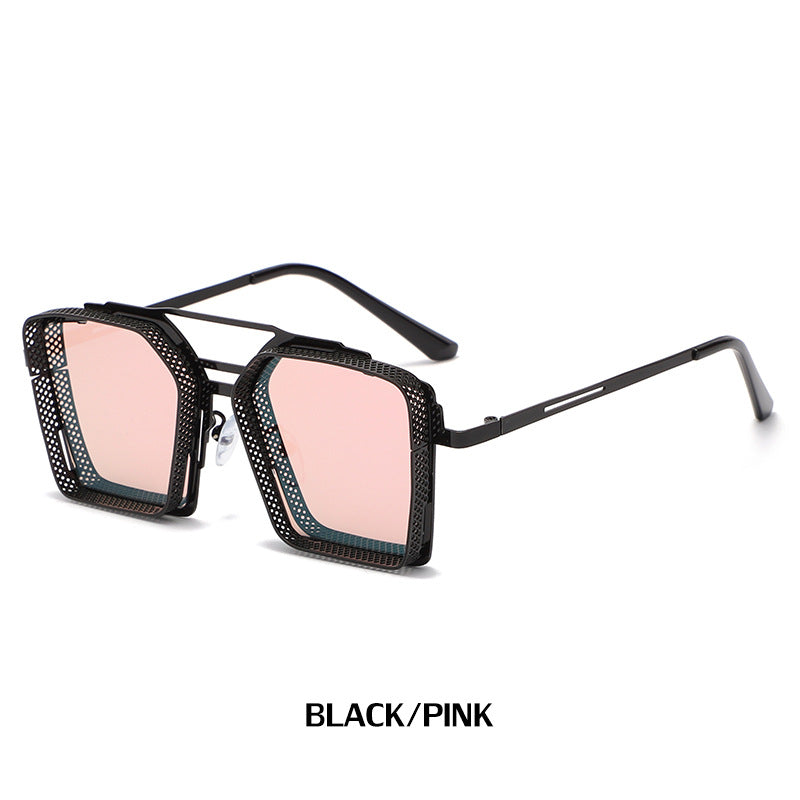 Trendy Hollow Metal Square Sunglasses