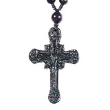 Rainbow Eye Obsidian Cross Halskette