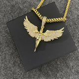 Zircon Archangel Wings Hip-Hop Pendant