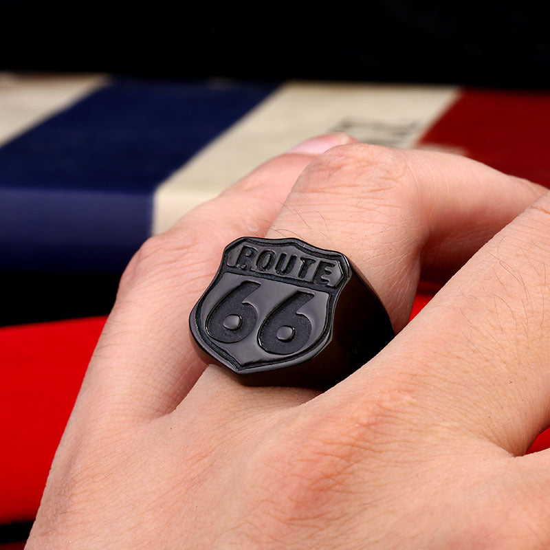 Route 66 Titanium Steel Men's Ring
