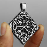 Viking Compass Rune Square Pendant