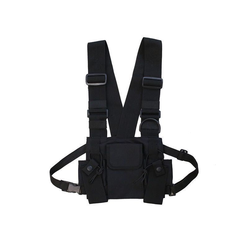 Nylon Solid Multi-Pocket Chest Bag