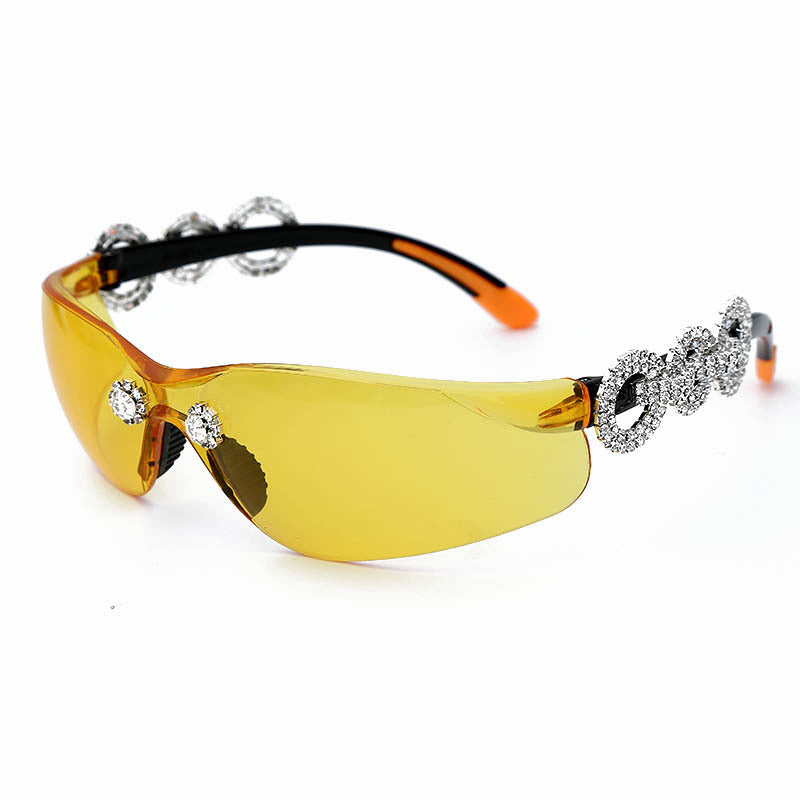 Transparent Rhinestone Lens Sunglasses