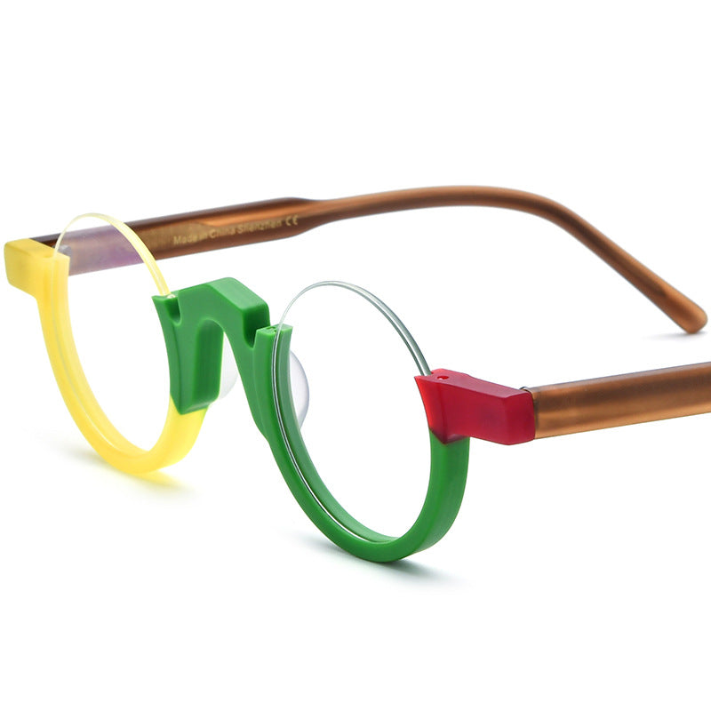 Multi-Color Patchwork Round Eyeglasses