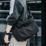 Black Casual Oxford Fabric Messenger Tas