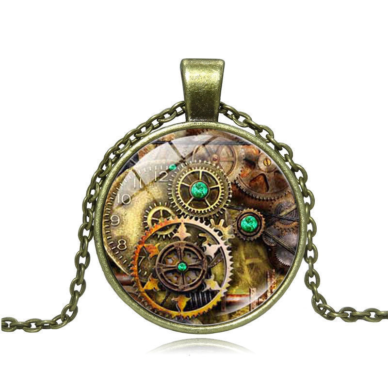 Mystical Vintage Clock Pendant