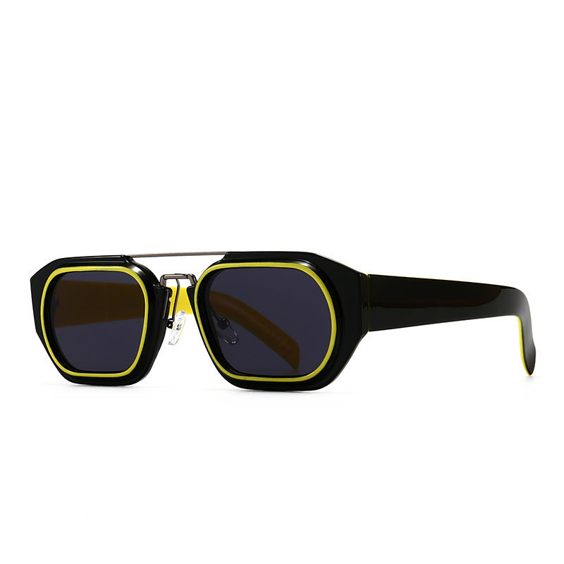 Retro Square Frame  Double-Bridge Sunglasses
