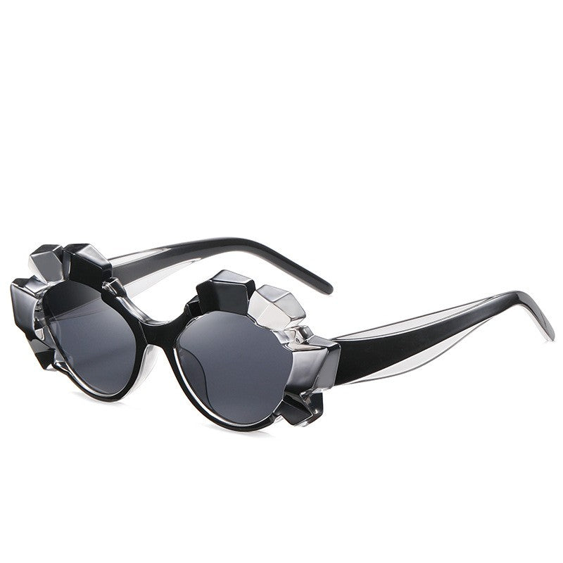 Solid Color Unique Shape Frame Sunglasses
