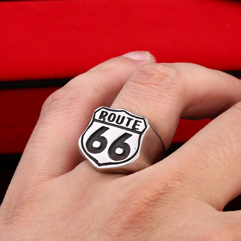 Route 66 Titanium Steel Men's Ring