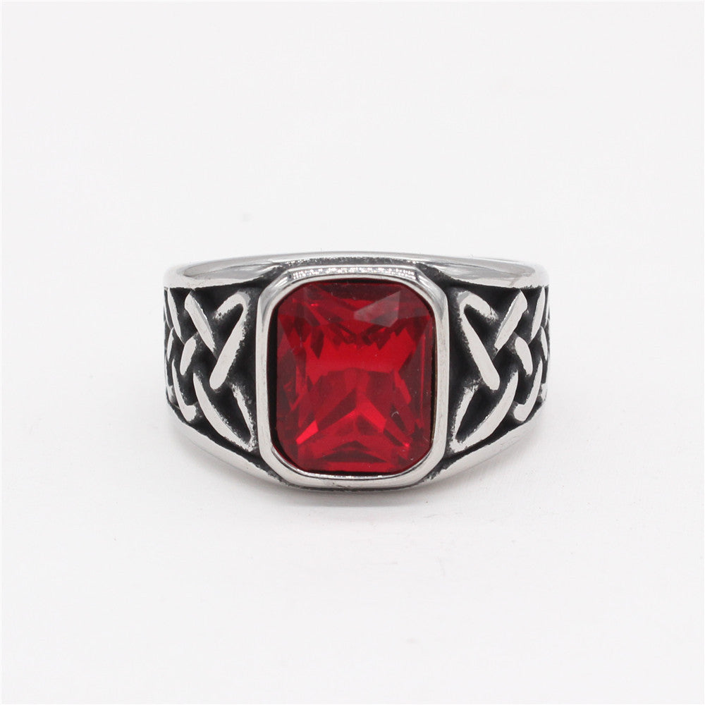Cincin baja titanium berliantone pola viking