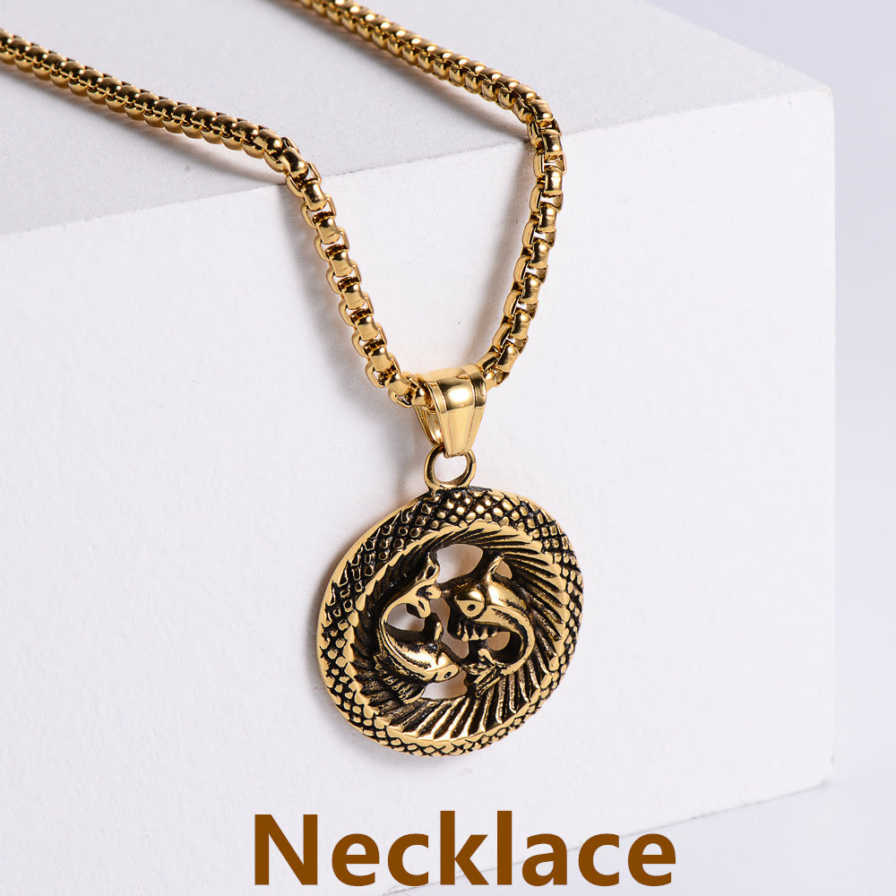 Retro -Zodiac Edelstahl -Anhängerkette Halskette