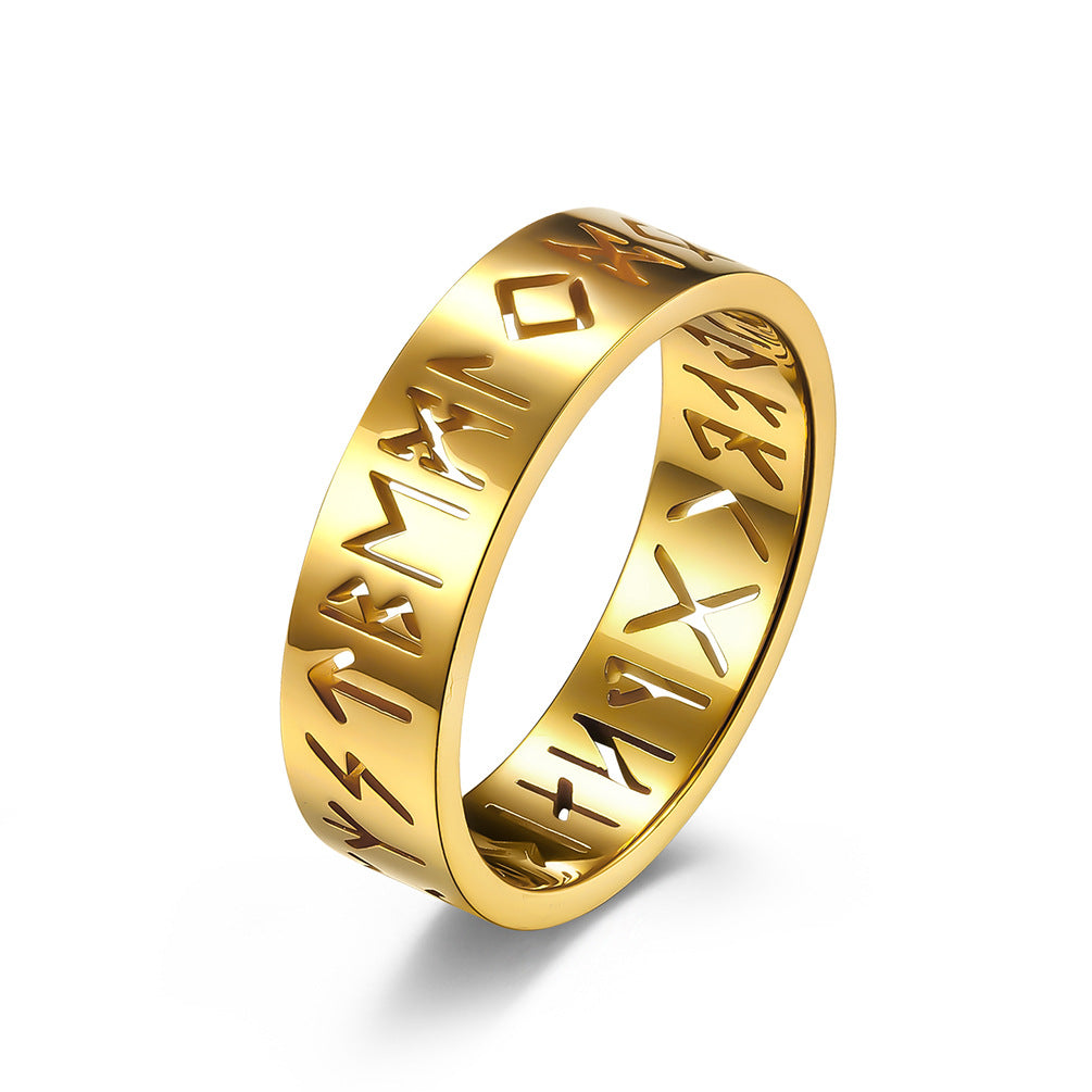 Nordic Viking Lettering Hollow Ring