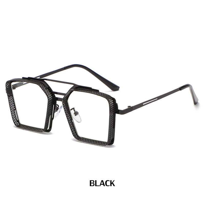 Trendy Hollow Metal Square Sunglasses