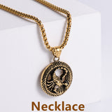 Retro -Zodiac Edelstahl -Anhängerkette Halskette