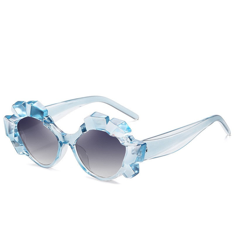 Solid Color Unique Shape Frame Sunglasses