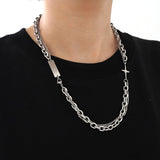 Square Four-Pointed Star Double-Layer Chain Necklace