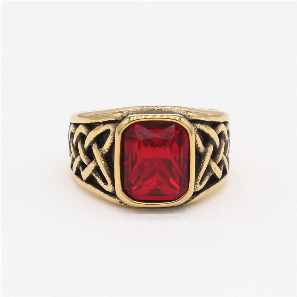 Cincin baja titanium berliantone pola viking