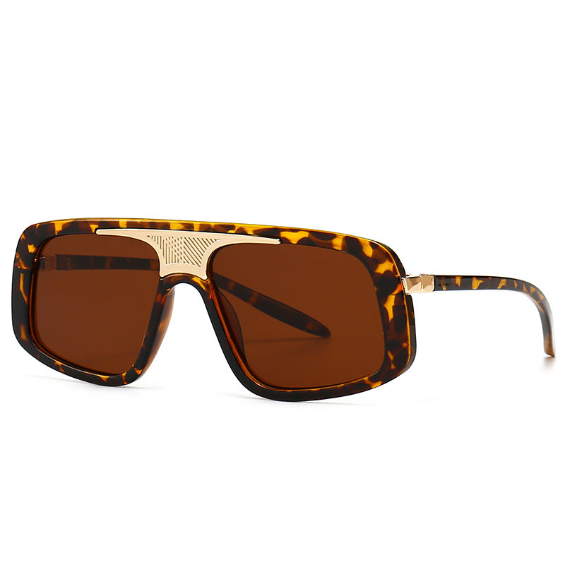 Wide Plastic & Metal Sunglasses