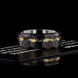 Schwarzer Meteorit-Wolframkarbid-Ring