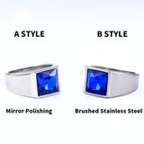 Square Rhinestone Stainless Steel Ring