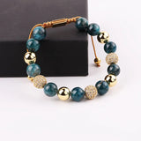 Blue Green Stainless Steel Beaded Bracelet