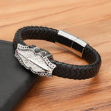 Neo-Gothic Sword Steel Leather Bracelet