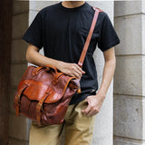 Retro Multifunction Genuine Leather Messenger Bag