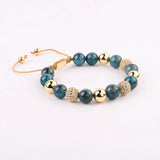 Blue Green Stainless Steel Beaded Bracelet