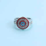 Round Iced Out Rhinestones Shield Ring