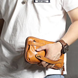 Genuine Leather Hand Grip Clutch Bag
