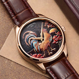 Elegant Rooster Round Watch