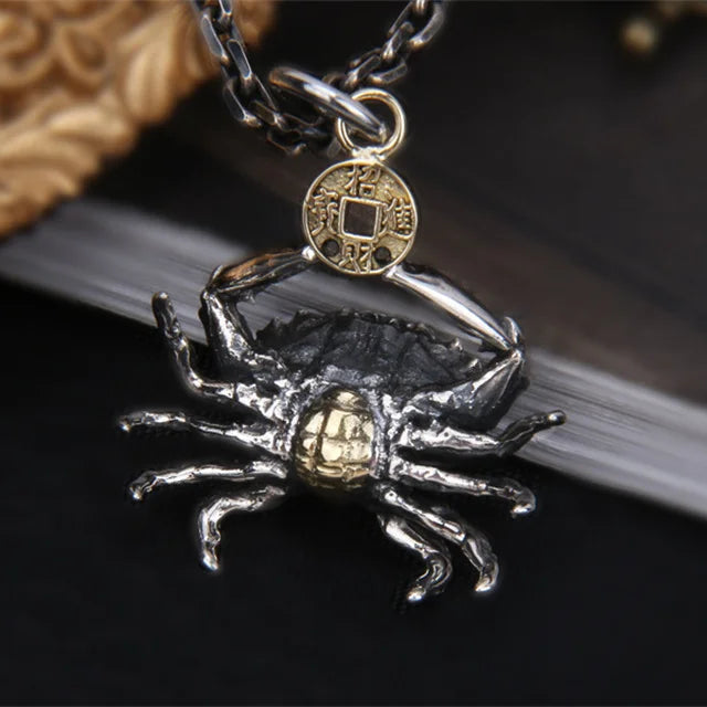 Silver Crab Chain Ancient Pendant