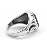 Quadratischer Tigerauge-Ring aus Sterlingsilber