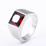 Square Rhinestone Stainless Steel Ring