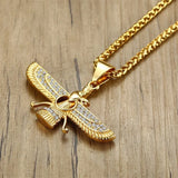 Ethnic Wing Rhinestone Pendant Necklace